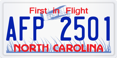 NC license plate AFP2501