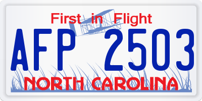 NC license plate AFP2503