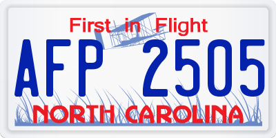 NC license plate AFP2505