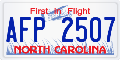 NC license plate AFP2507