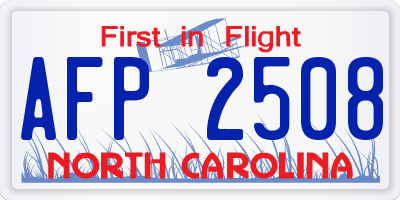 NC license plate AFP2508
