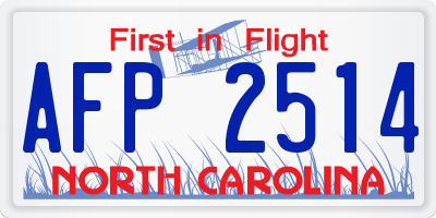 NC license plate AFP2514