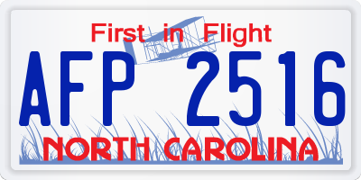 NC license plate AFP2516