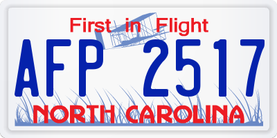 NC license plate AFP2517