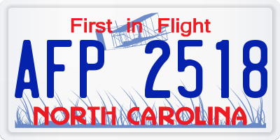 NC license plate AFP2518