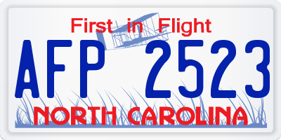 NC license plate AFP2523
