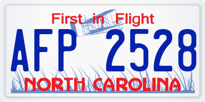NC license plate AFP2528