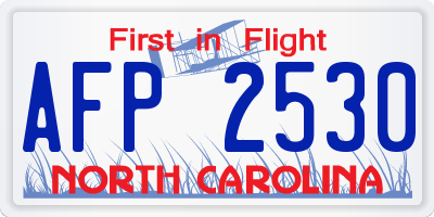 NC license plate AFP2530