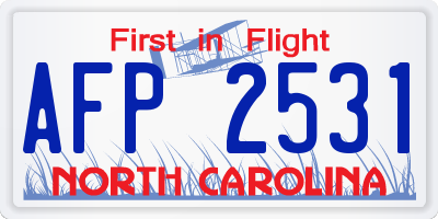 NC license plate AFP2531