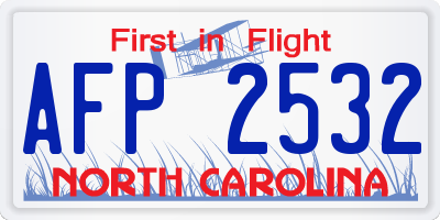 NC license plate AFP2532