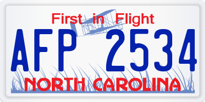 NC license plate AFP2534