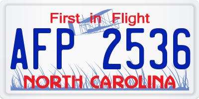 NC license plate AFP2536