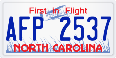 NC license plate AFP2537