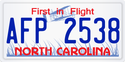 NC license plate AFP2538