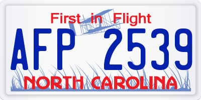 NC license plate AFP2539