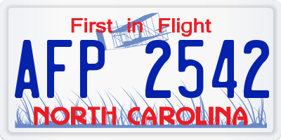 NC license plate AFP2542