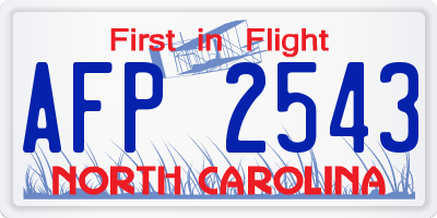 NC license plate AFP2543