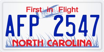 NC license plate AFP2547