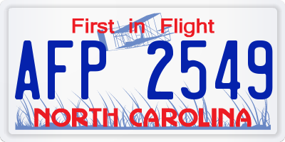 NC license plate AFP2549