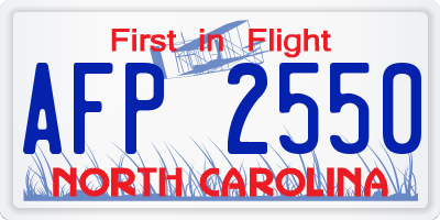 NC license plate AFP2550
