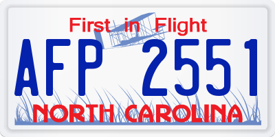 NC license plate AFP2551