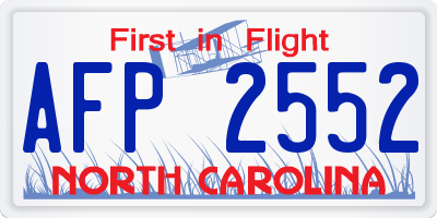 NC license plate AFP2552