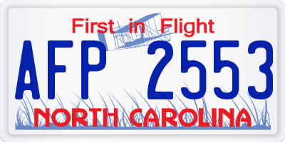 NC license plate AFP2553