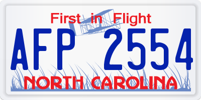 NC license plate AFP2554