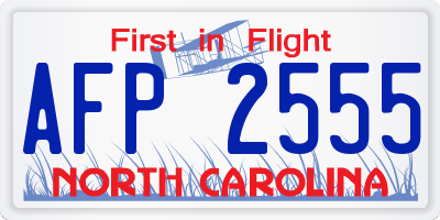 NC license plate AFP2555