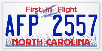 NC license plate AFP2557