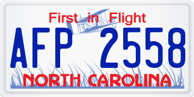 NC license plate AFP2558