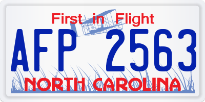 NC license plate AFP2563