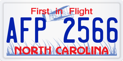 NC license plate AFP2566