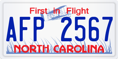 NC license plate AFP2567