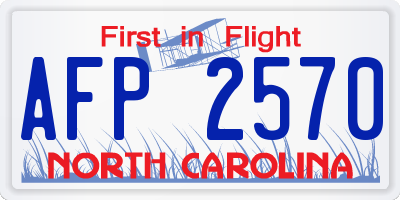 NC license plate AFP2570