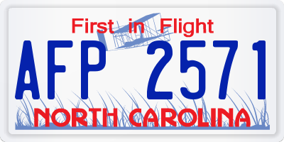 NC license plate AFP2571