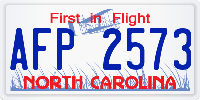 NC license plate AFP2573