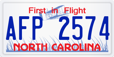 NC license plate AFP2574