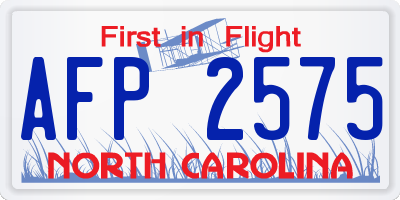 NC license plate AFP2575