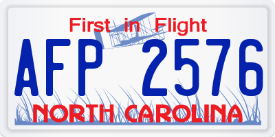 NC license plate AFP2576