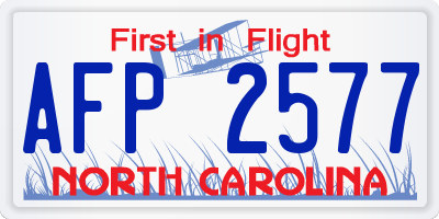 NC license plate AFP2577
