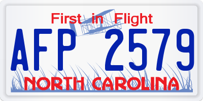 NC license plate AFP2579