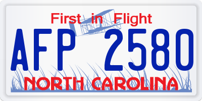 NC license plate AFP2580