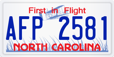 NC license plate AFP2581