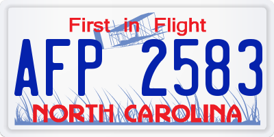 NC license plate AFP2583