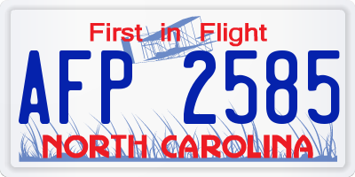 NC license plate AFP2585
