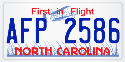 NC license plate AFP2586