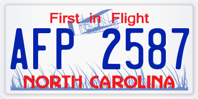NC license plate AFP2587