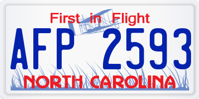 NC license plate AFP2593