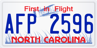 NC license plate AFP2596